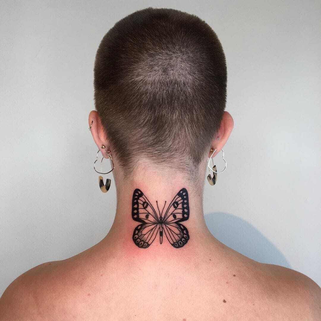 butterfly side tattoos for women