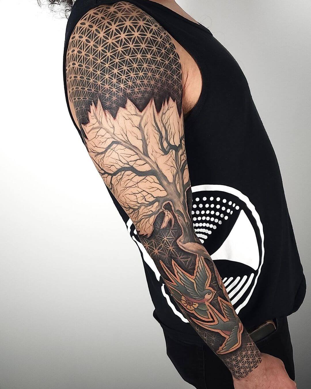 Dotwork tattoo style sleeve
