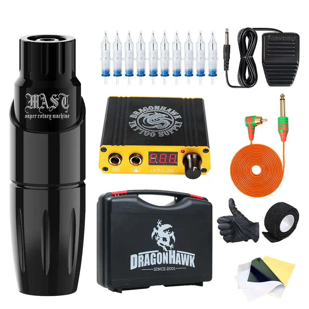 Dragonhawk Hot Complete Coil Tattoo Gun Kit Instruction, Starter Tattoo  Kit