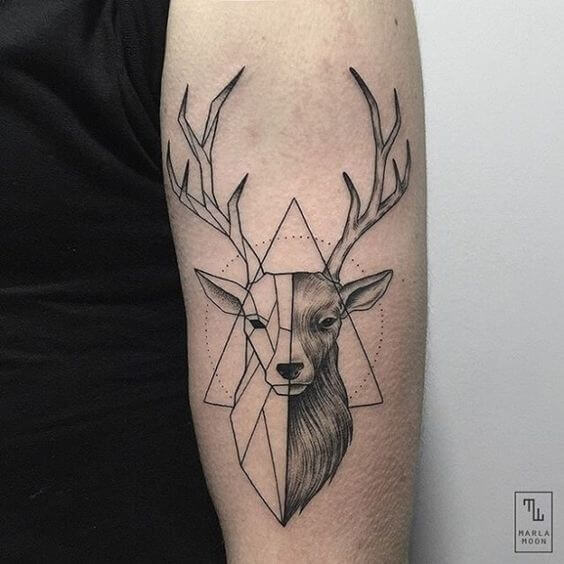 Geometric deer tattoo design