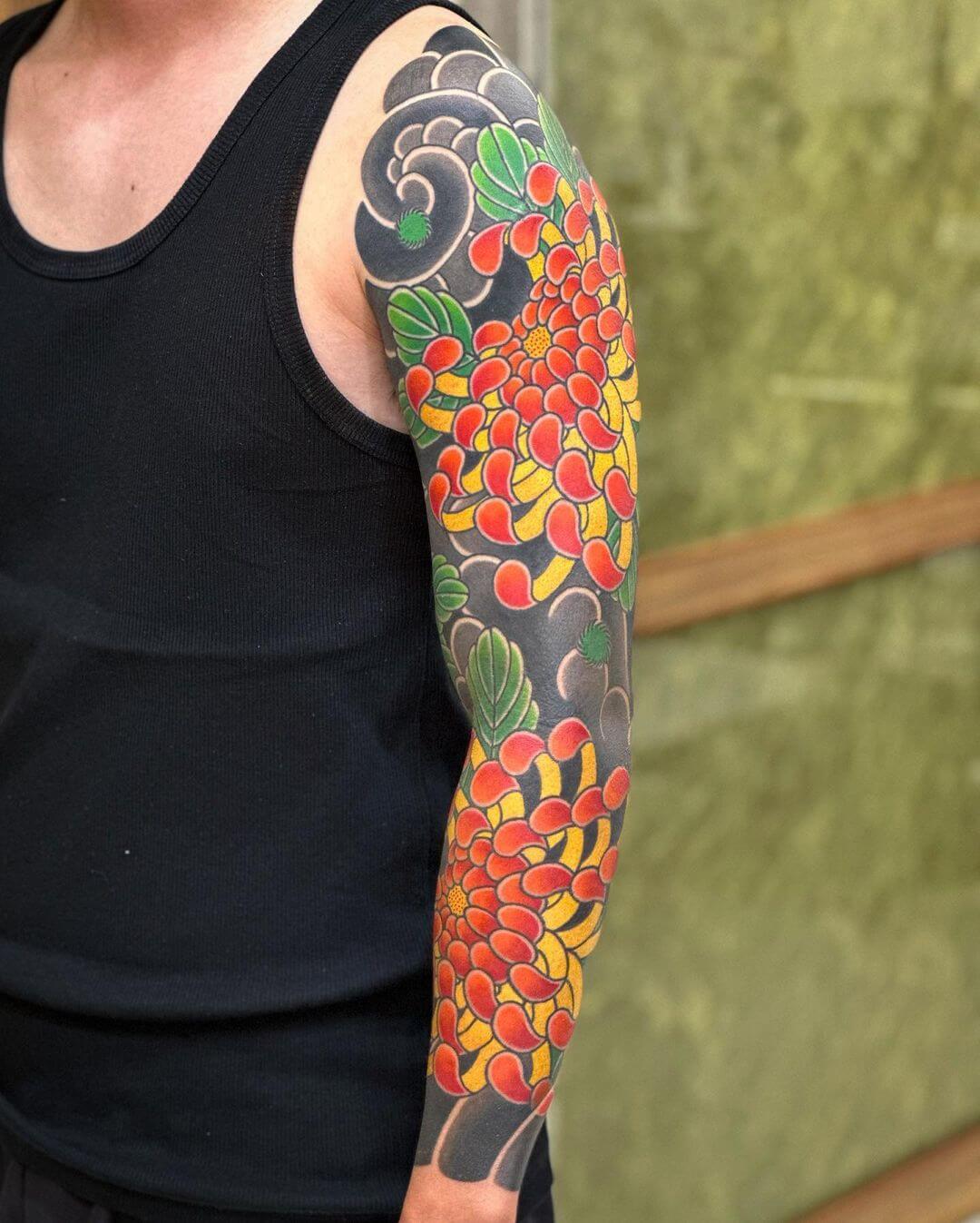 Japanese style tattoo sleeve design