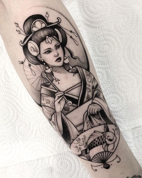 Oriental Tattoo Geisha arn