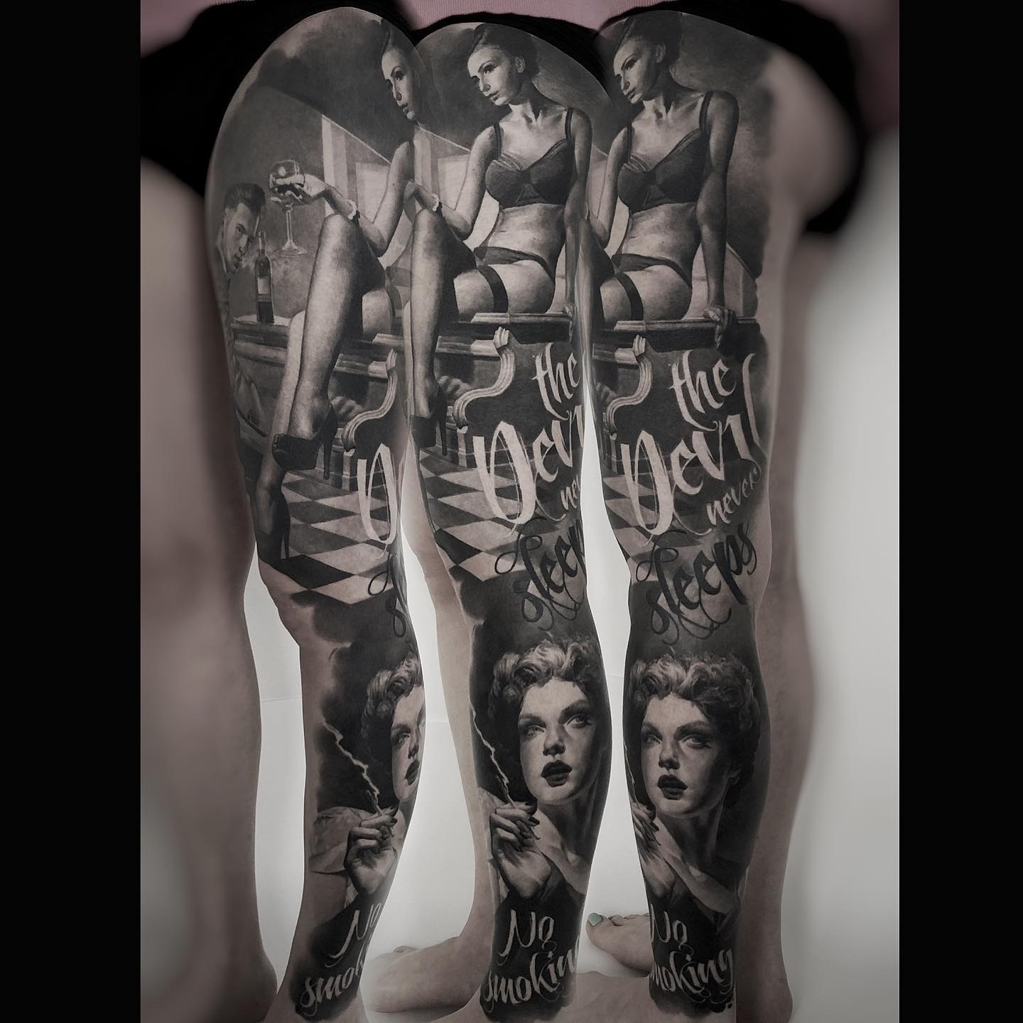 Realistic tattoo sleeve ideas black and grey