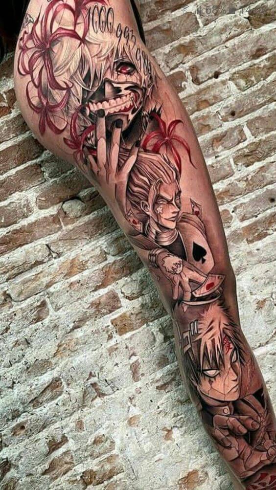 anime ideas tattoo on leg