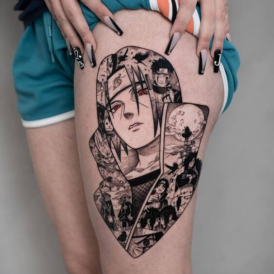 anime thigh tattoo ideas