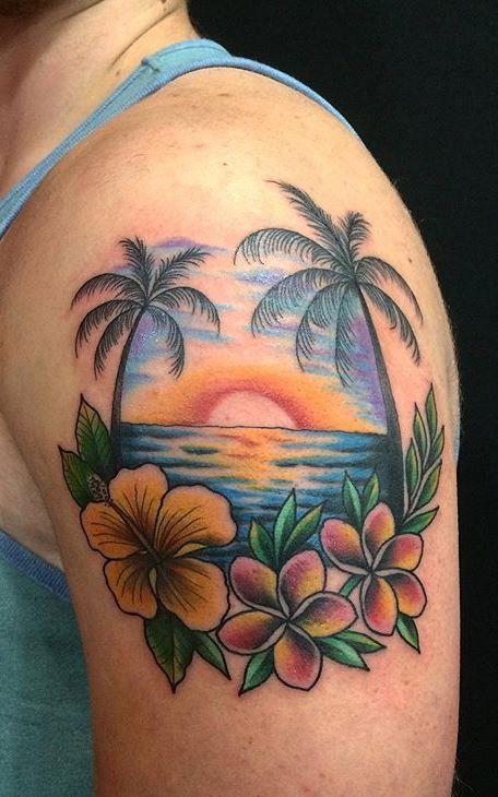 beach tattoo ideas color