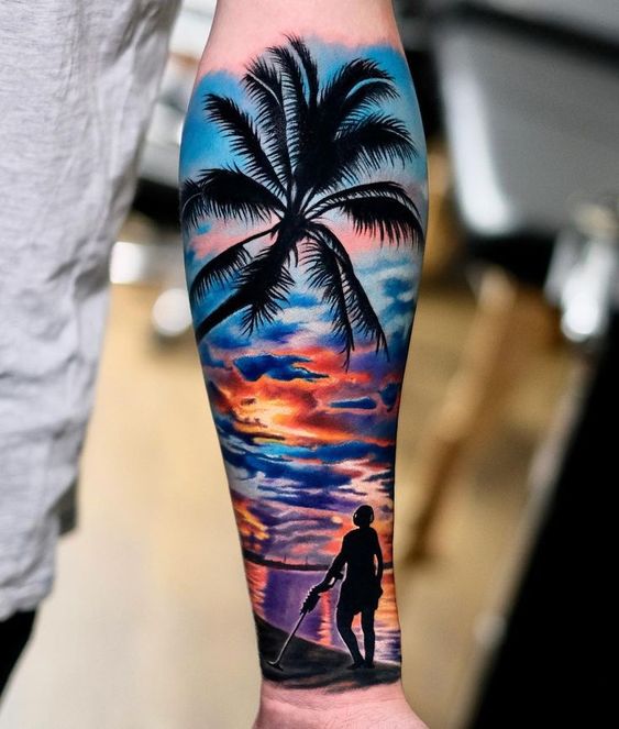 beach tattoo ideas forearm