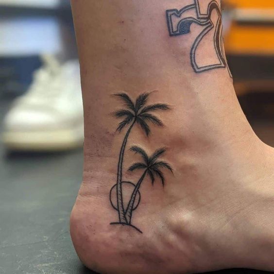 beach tattoo ideas leg