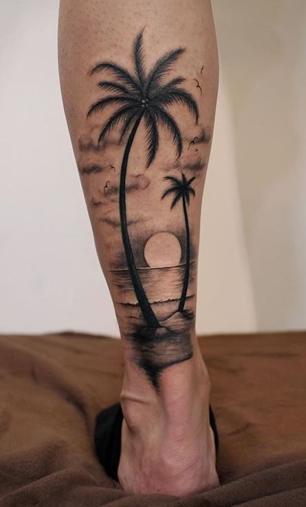 beach tattoo ideas palm