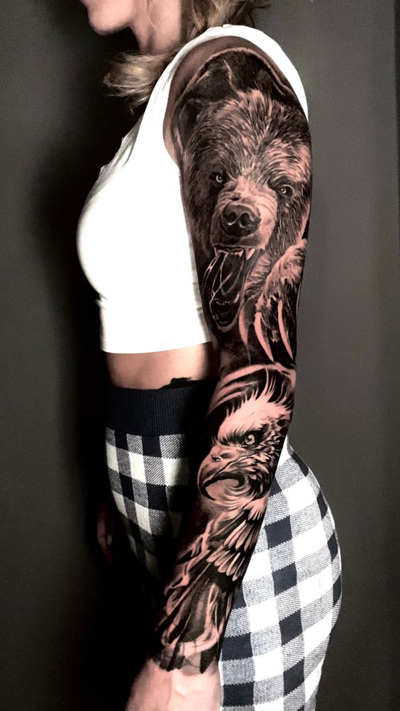 bear sleeve tattoo