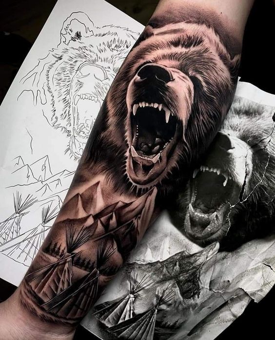 bear tattoo forearm ideas