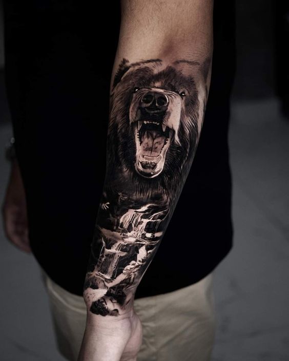 bear tattoo forearm