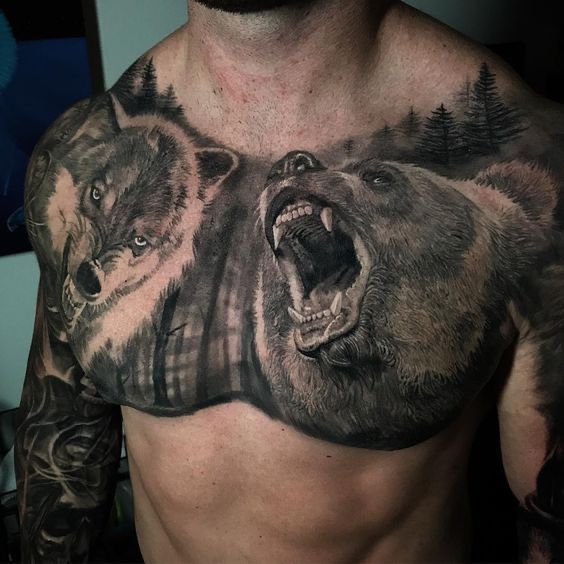 bears tattoos chest