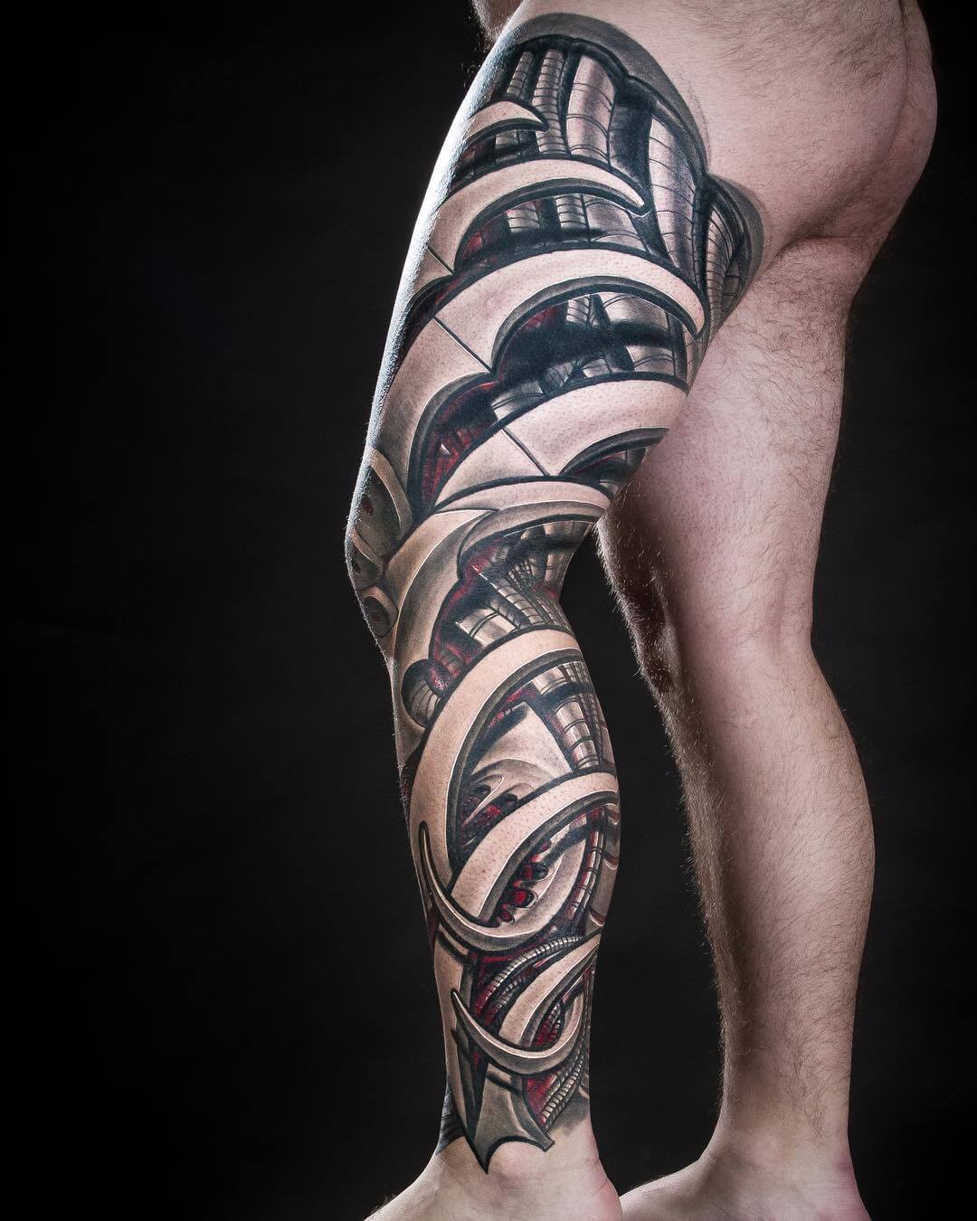 biomechanical tattoo leg