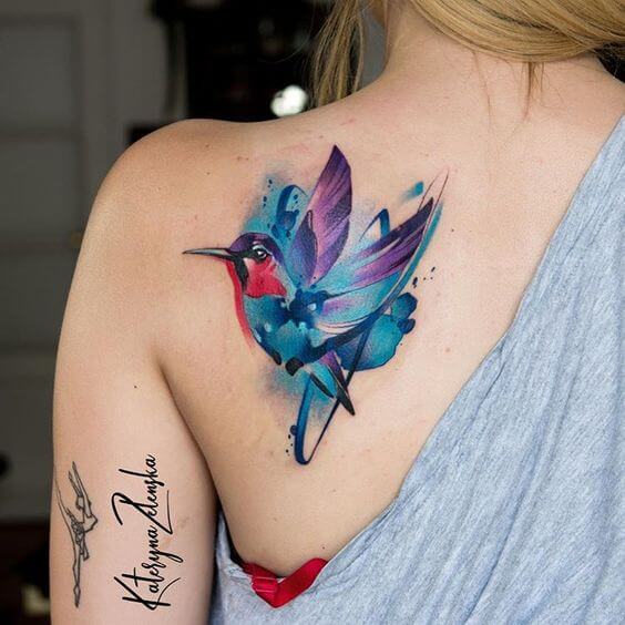 bird watercolor tattoo.