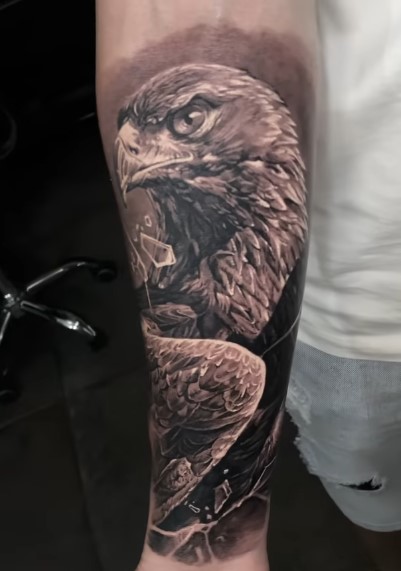 black and grey realistic tattoo eagle