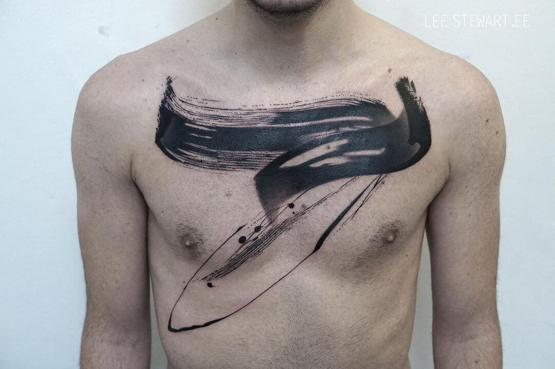 blackwork chest tattoo