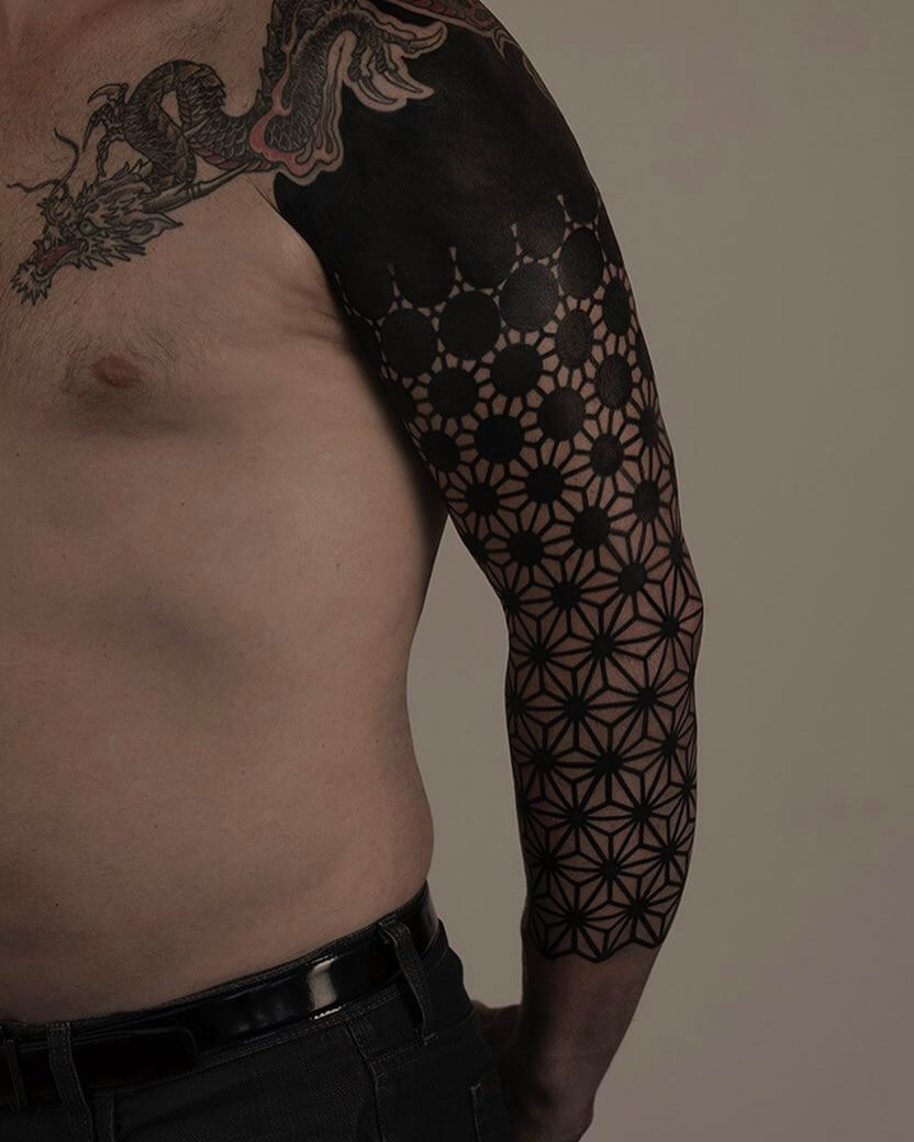 blackwork geometric tattoo