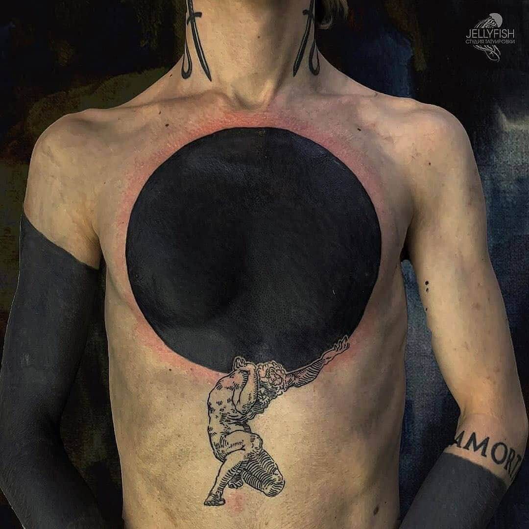 blackwork tattoos chest