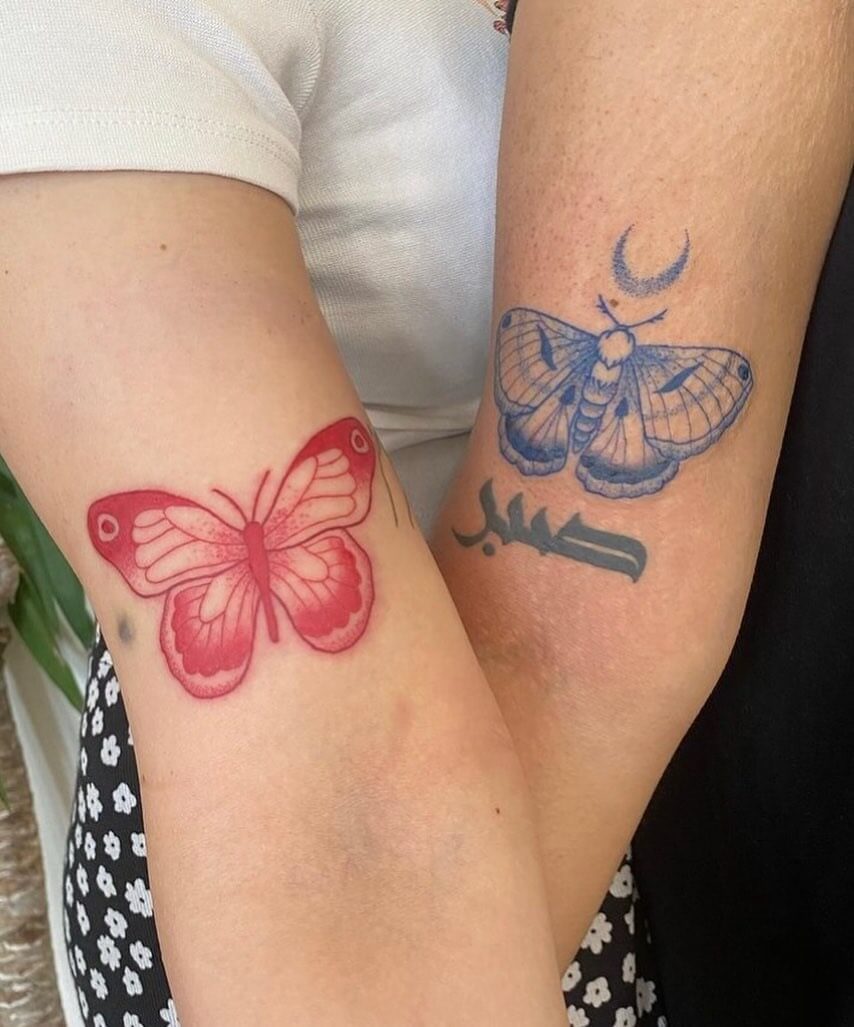 blue and purple butterfly tattoo