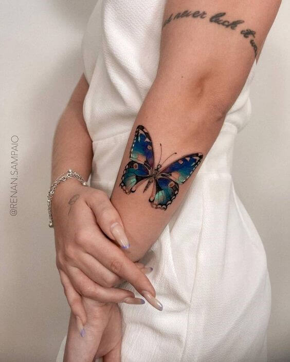 blue monarch butterfly tattoo