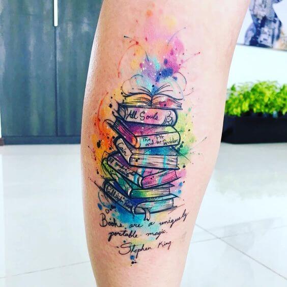 book watercolor tattoo.