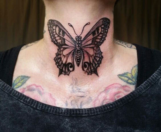 butterfly on the neck tattoo
