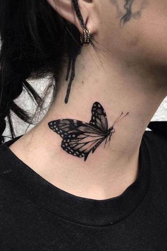 butterfly side neck tattoo ideas