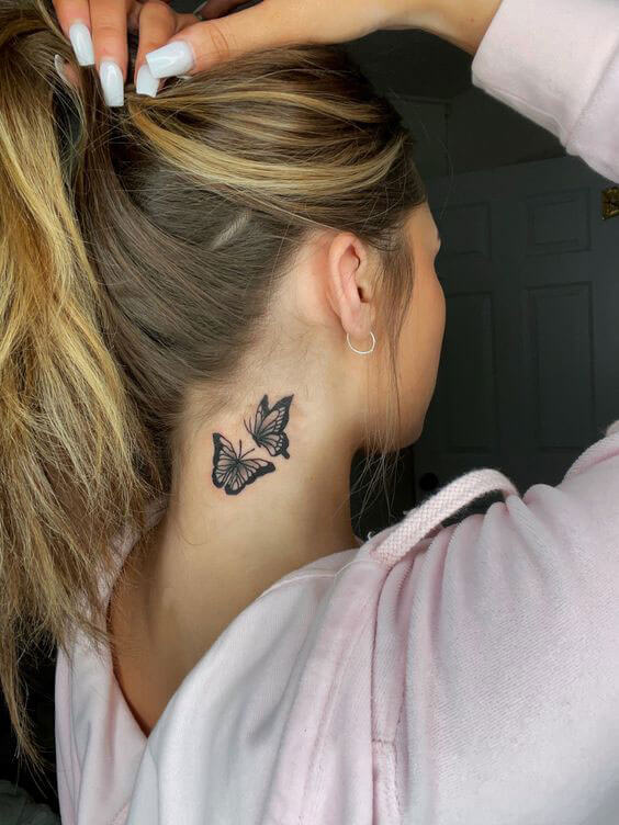 butterfly tattoo neck