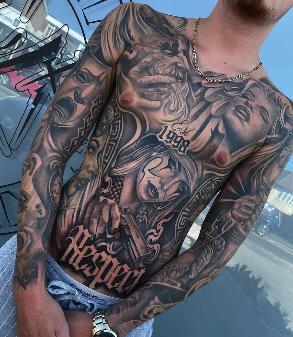 Aggregate more than 61 gangster chicano chest tattoo super hot - in.cdgdbentre