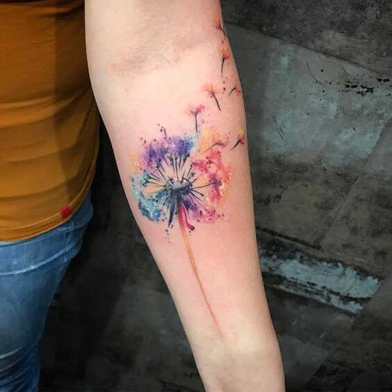 dandelion watercolor tattoo.