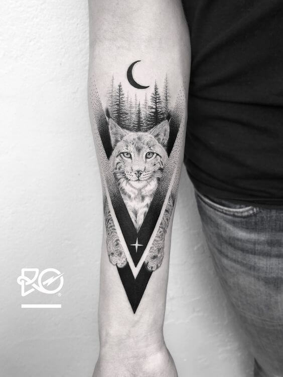 dotwork tattoo cat.