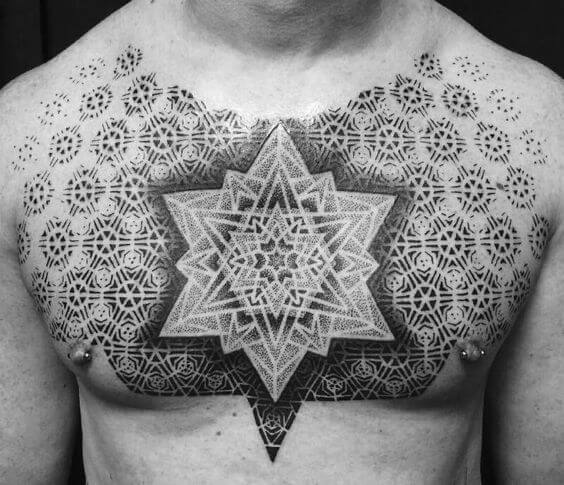 dotwork tattoo chest.