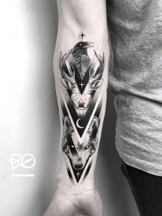 dotwork tattoo on arm.