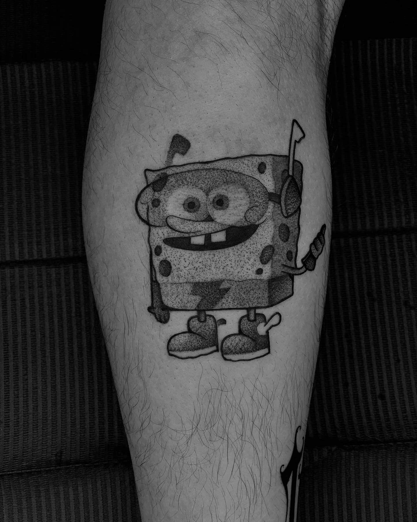 dotwork tattoo spongebob.