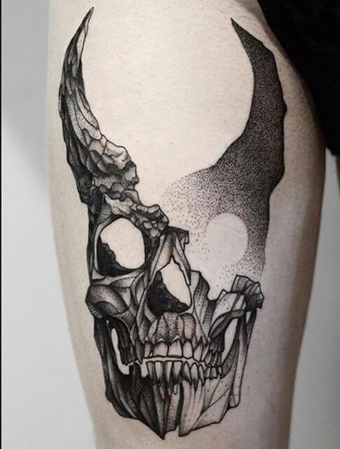 dotwork tattoos skull.