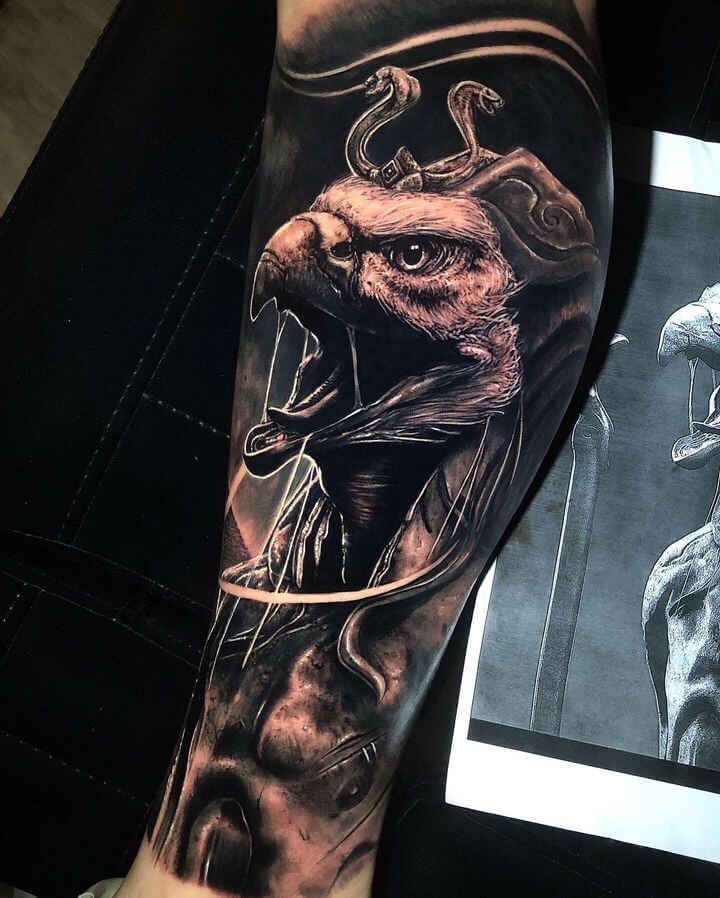 eagle black and grey realistic tattoo