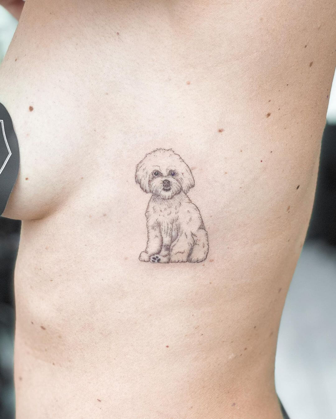 fine line tattoo dog.