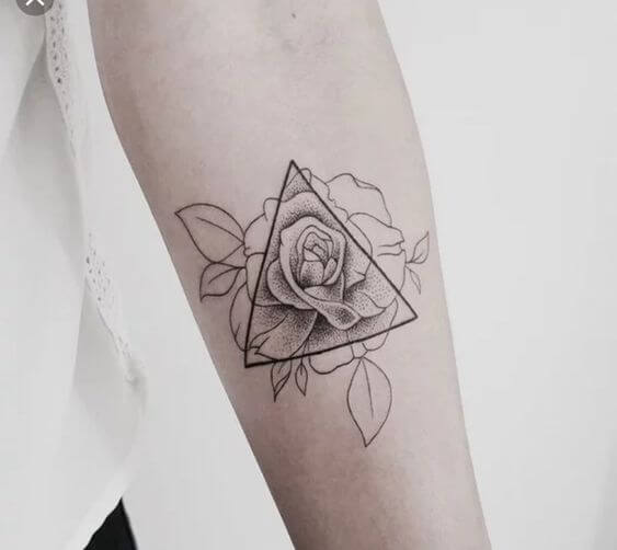 flower geometric minimalist tattoo