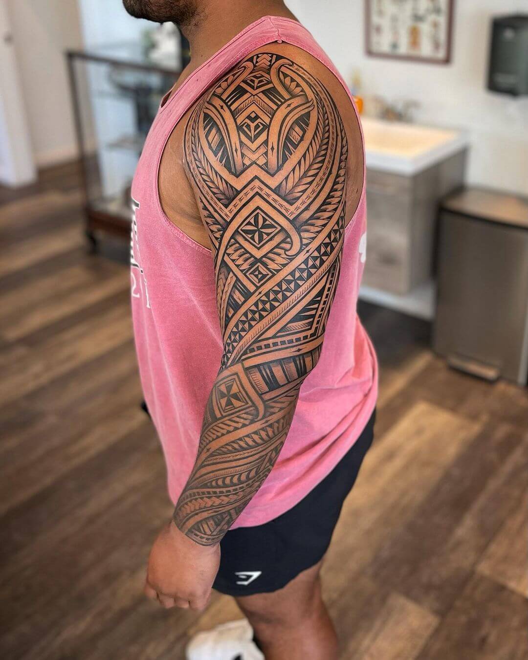full sleeve tattoo tribal