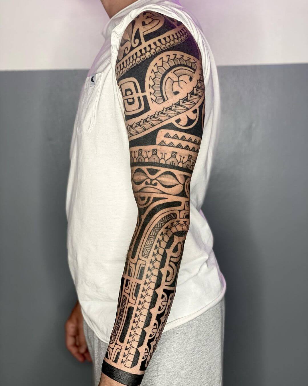 full sleeve tribal tattoo