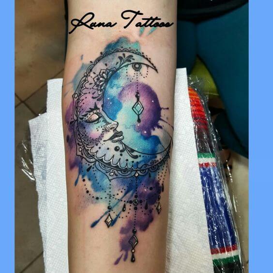 galaxy watercolor tattoo.