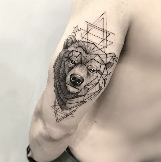 geometric bear tattoo