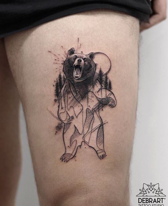 geometric bear tattoo design