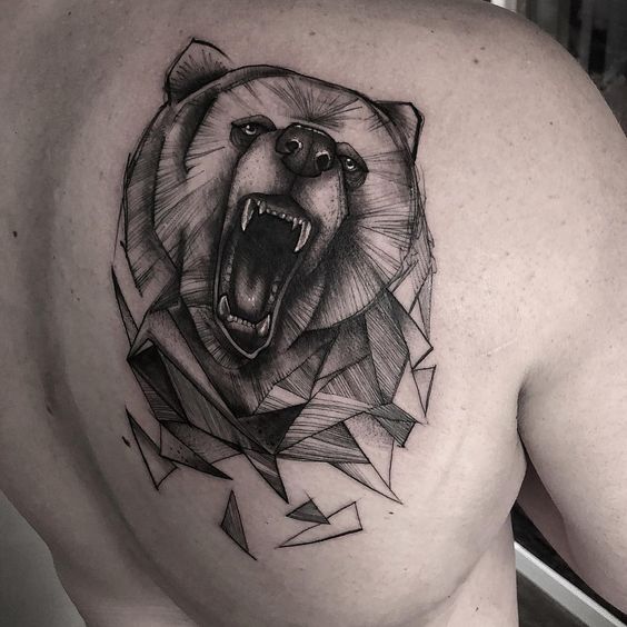 geometric bear tattoos ideas