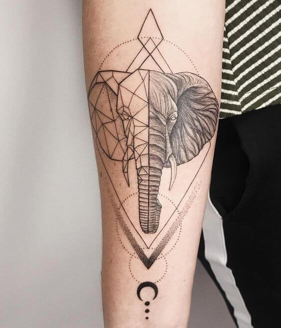 geometric elephant tattoo
