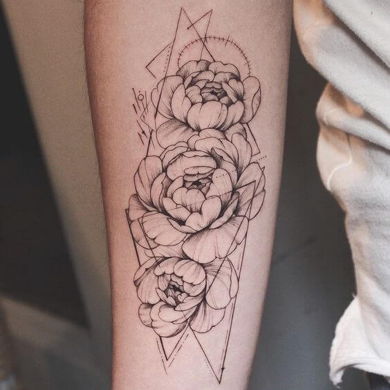 geometric flower tattoo sleeve