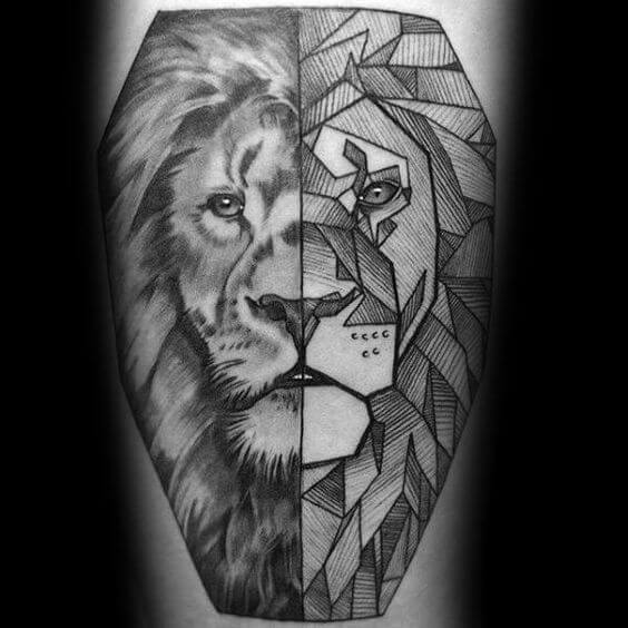 geometric lion tattoo designs