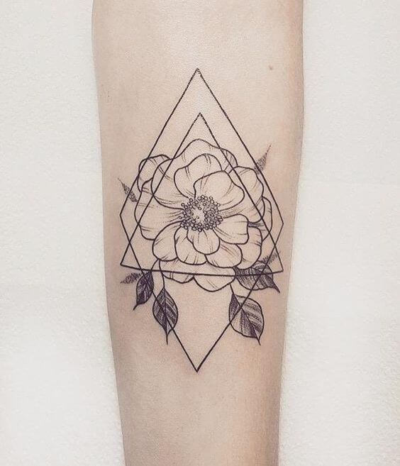geometric minimal flower tattoo