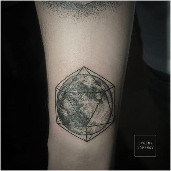 geometric moon tattoo